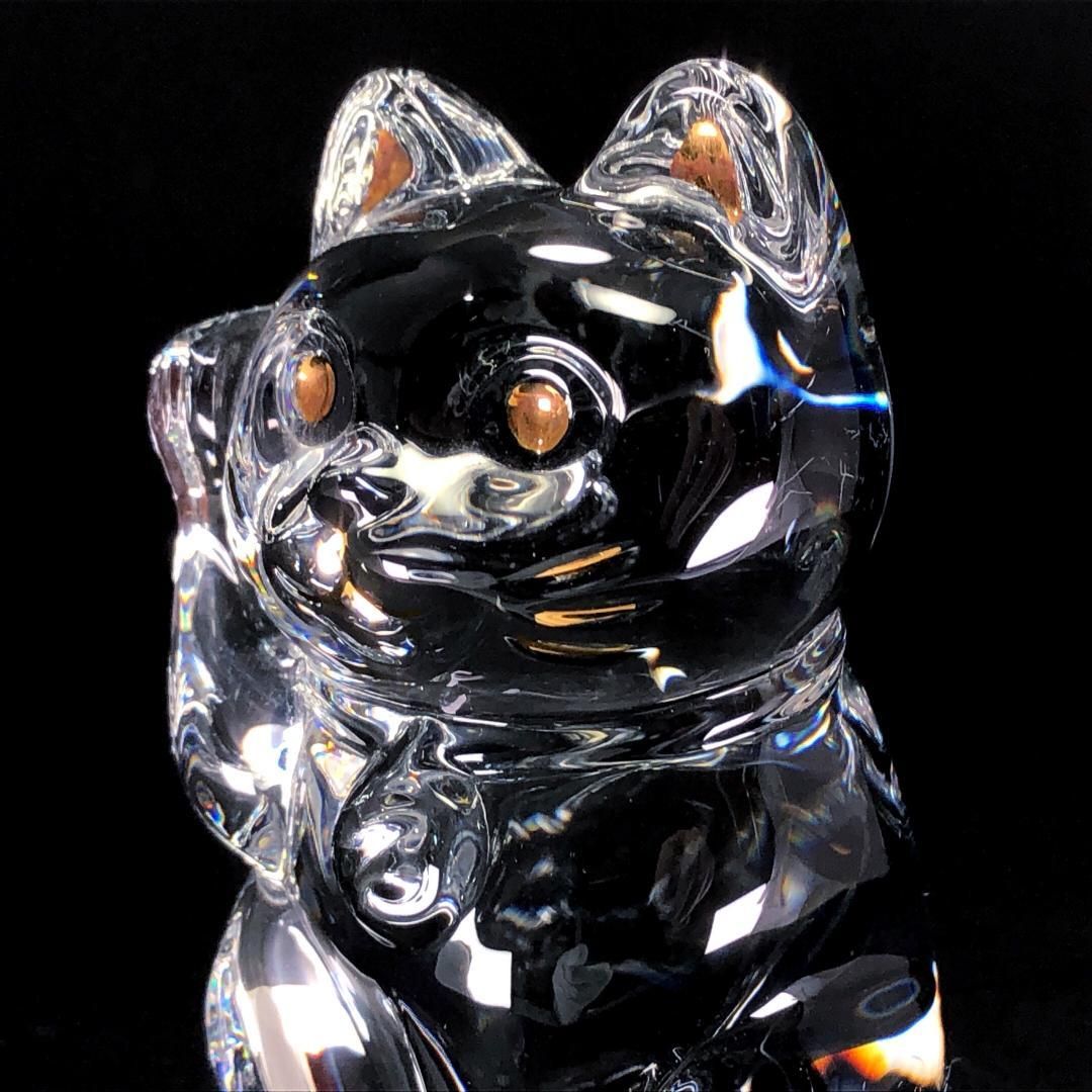 【箱付き】Baccarat バカラ／招き猫 クリスタル フィギュリン／クリスタルグラス／クリア／クリア・ゴールド／BC399