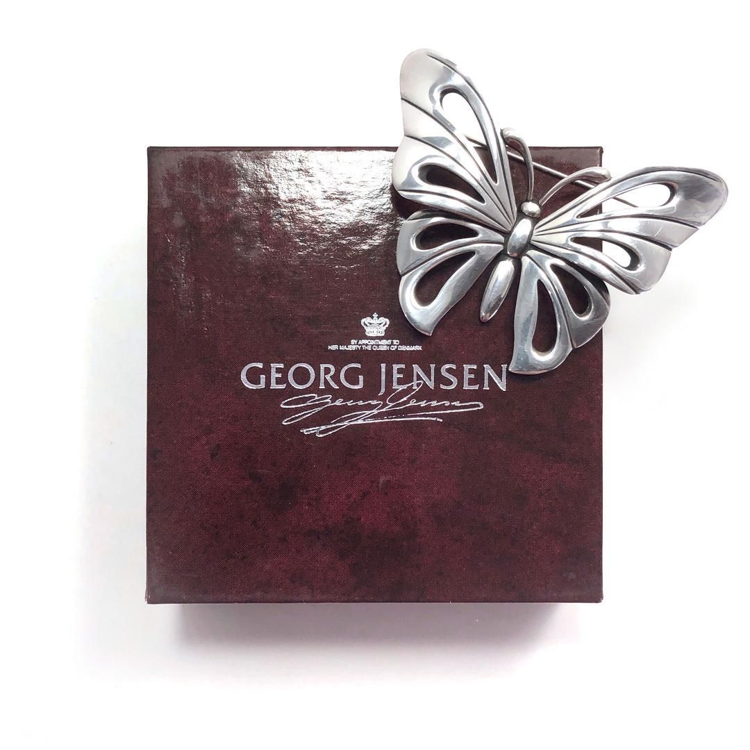 【美品・箱付き】Georg Jensen ジョージジェンセン／バタフライ モチーフ ブローチ／SV925／シルバー