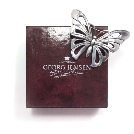 【美品・箱付き】Georg Jensen ジョージジェンセン／バタフライ モチーフ ブローチ／SV925／シルバー