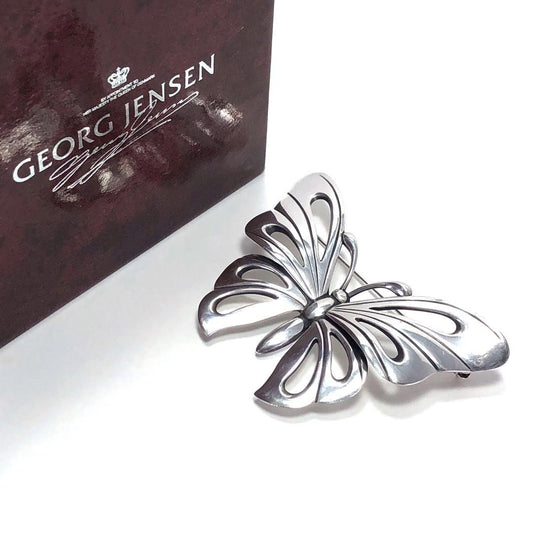 【美品・箱付き】Georg Jensen ジョージジェンセン／バタフライ モチーフ ブローチ／SV925／シルバー
