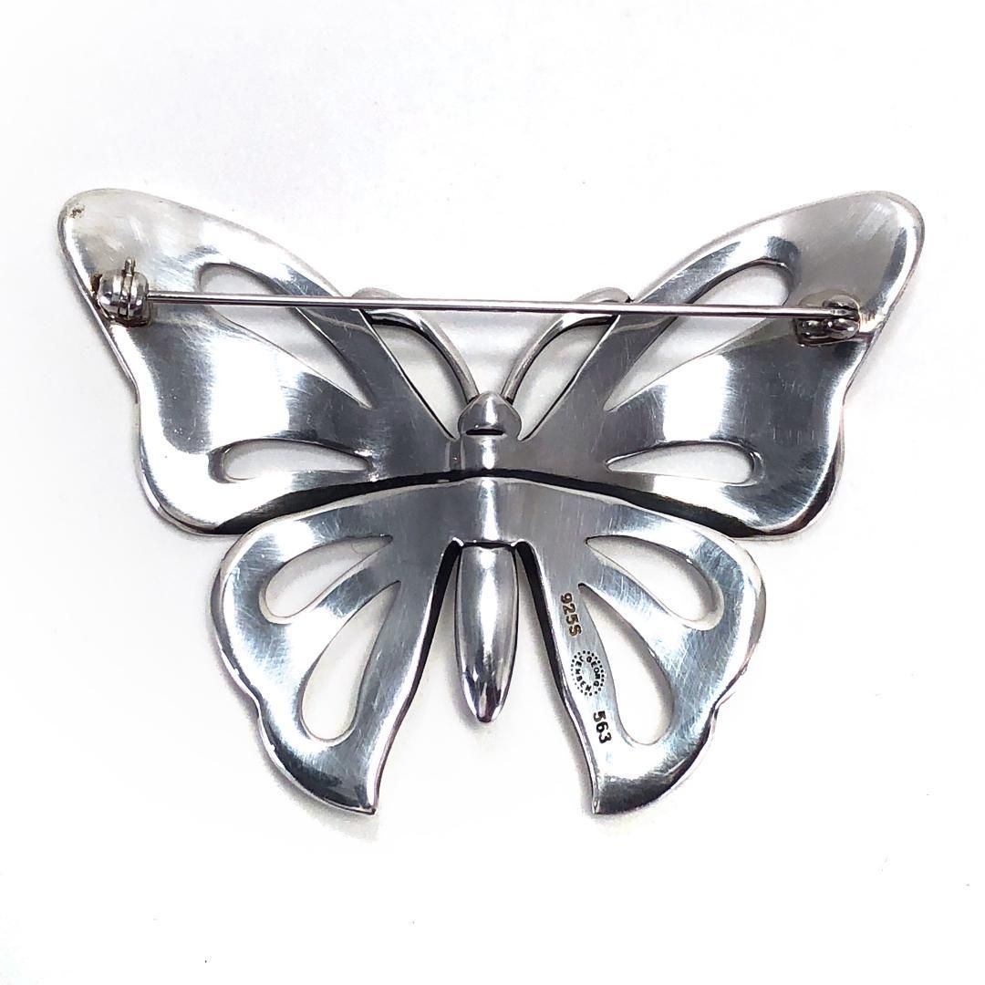 【美品・箱付き】Georg Jensen ジョージジェンセン／バタフライ モチーフ ブローチ／SV925／シルバー