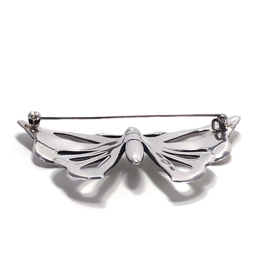 【美品・箱付き】Georg Jensen ジョージジェンセン／バタフライ モチーフ ブローチ／SV925／シルバー