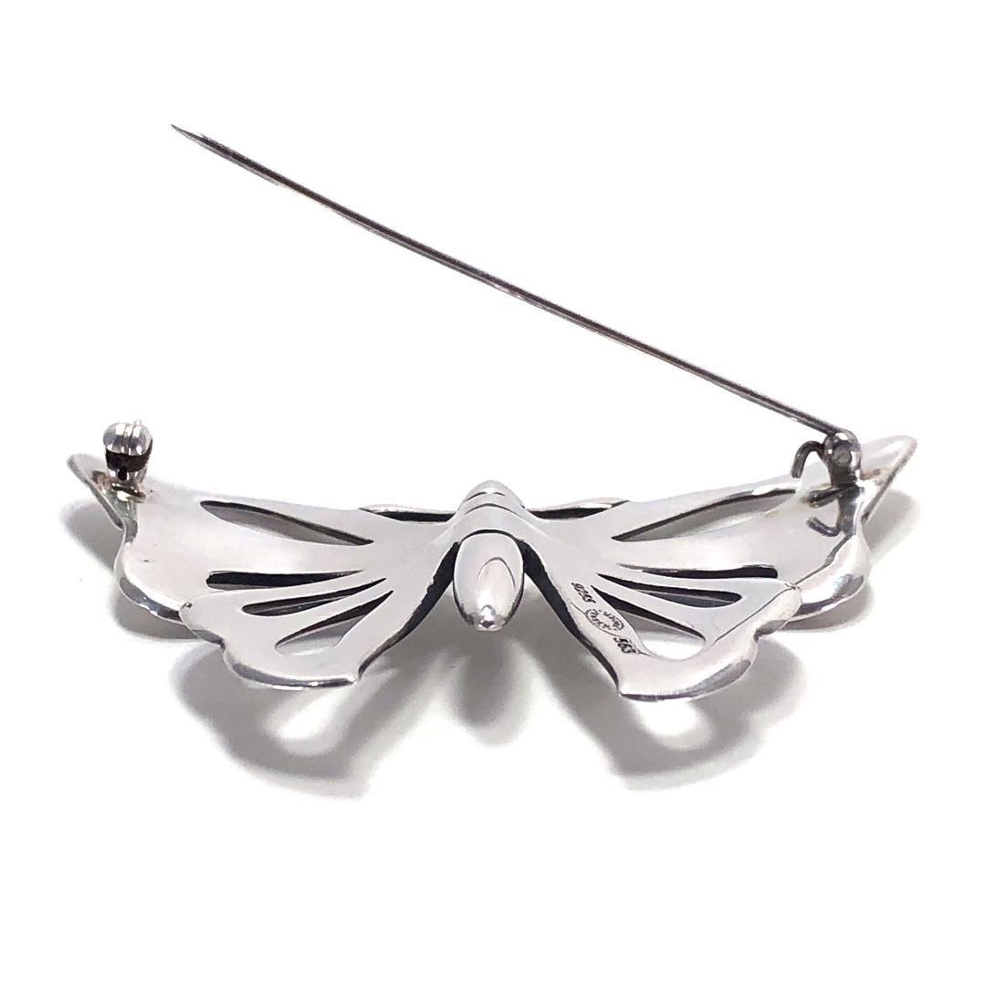 【美品・箱付き】Georg Jensen ジョージジェンセン／バタフライ モチーフ ブローチ／SV925／シルバー