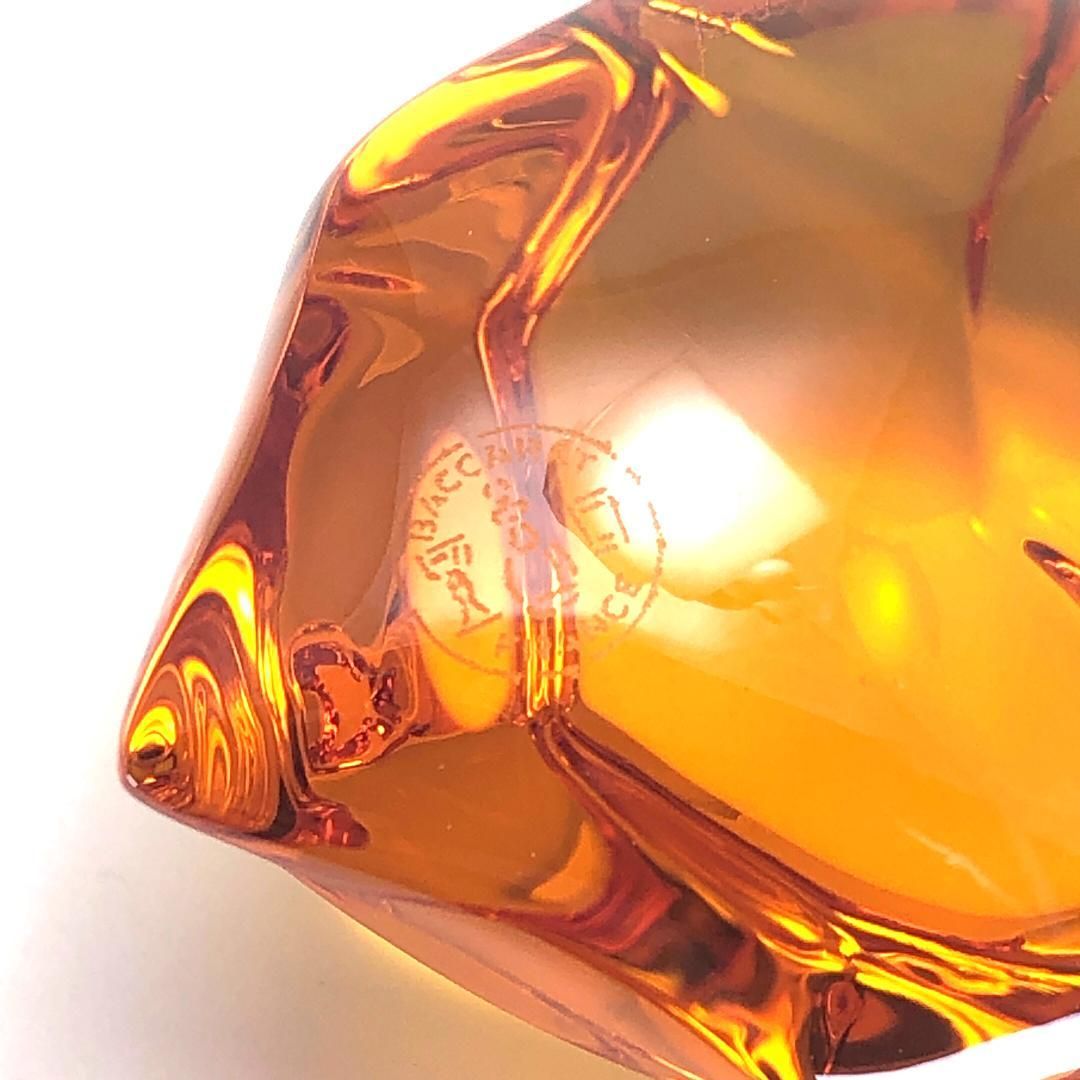 【美品・箱付き】Baccarat バカラ／タートル クリスタル ペーパーウェイト／クリスタルグラス／オレンジ／BC412