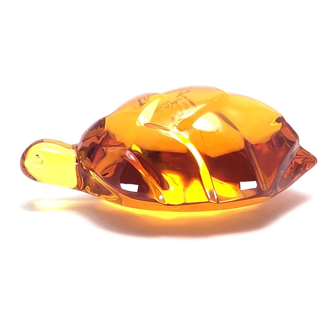 【美品・箱付き】Baccarat バカラ／タートル クリスタル ペーパーウェイト／クリスタルグラス／オレンジ／BC412