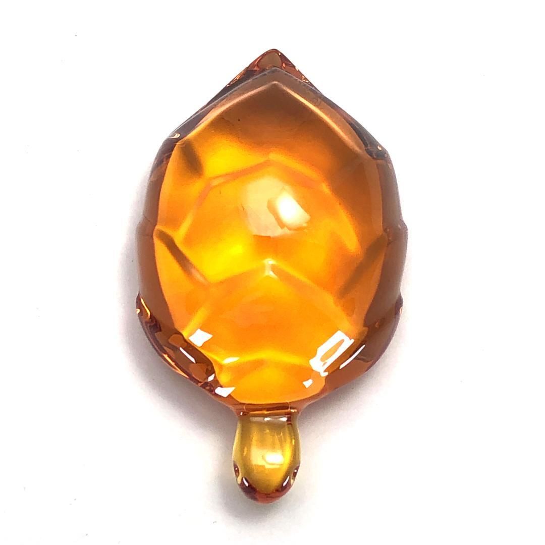 【美品・箱付き】Baccarat バカラ／タートル クリスタル ペーパーウェイト／クリスタルグラス／オレンジ／BC412