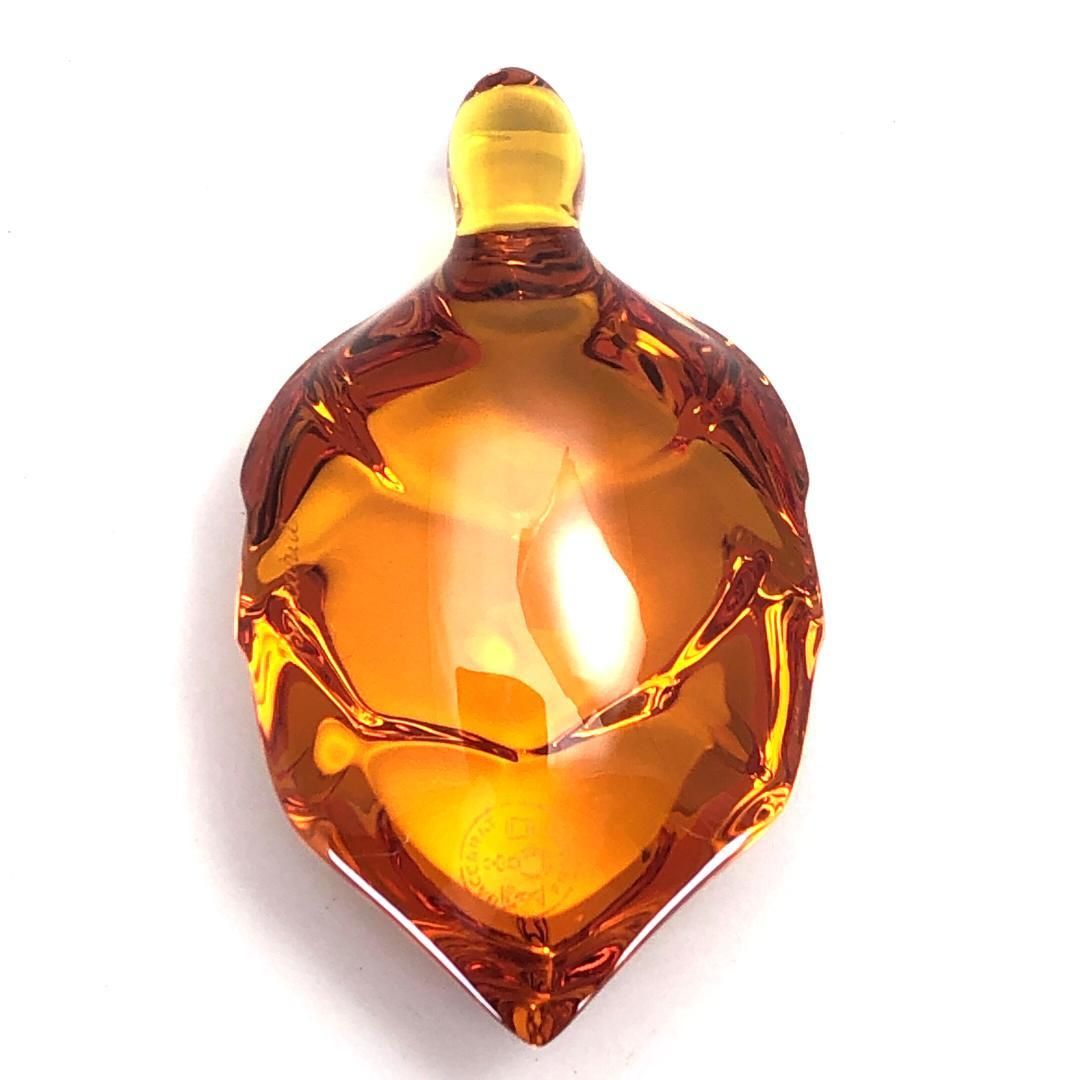 【美品・箱付き】Baccarat バカラ／タートル クリスタル ペーパーウェイト／クリスタルグラス／オレンジ／BC412