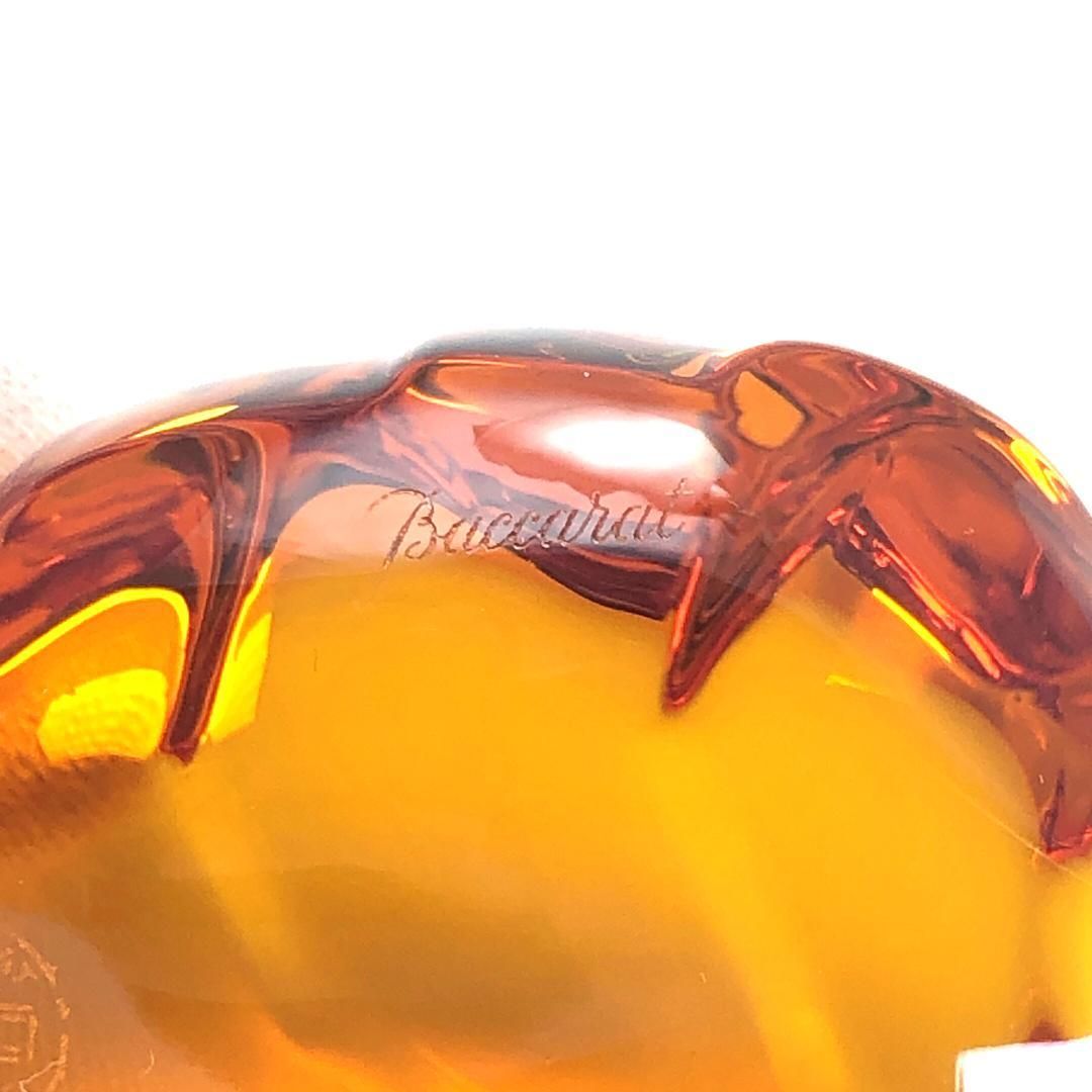 【美品・箱付き】Baccarat バカラ／タートル クリスタル ペーパーウェイト／クリスタルグラス／オレンジ／BC412