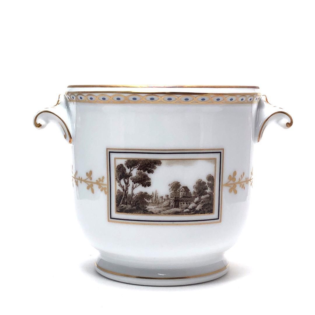 【美品・箱付き】Richard Ginori リチャードジノリ／インペロシェイプ フィレンツェ フラワーポット／陶器／ホワイト・マルチカラー