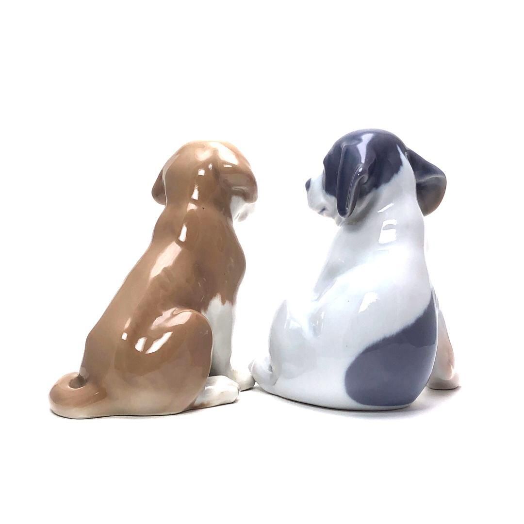 【美品】Royal Copenhagen ロイヤルコペンハーゲン／子犬 フィギュリン 2点／陶器／マルチカラー