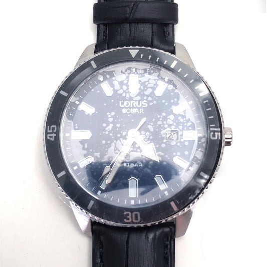 【未使用級・箱付き】LORUS ローラス／メンズ 腕時計 RX317AX9／ソーラークォーツ／ステンレス／ブラック・シルバー