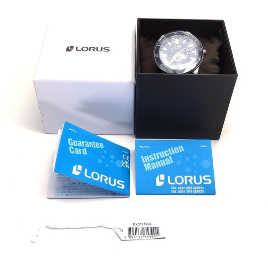 【未使用級・箱付き】LORUS ローラス／メンズ 腕時計 RX317AX9／ソーラークォーツ／ステンレス／ブラック・シルバー