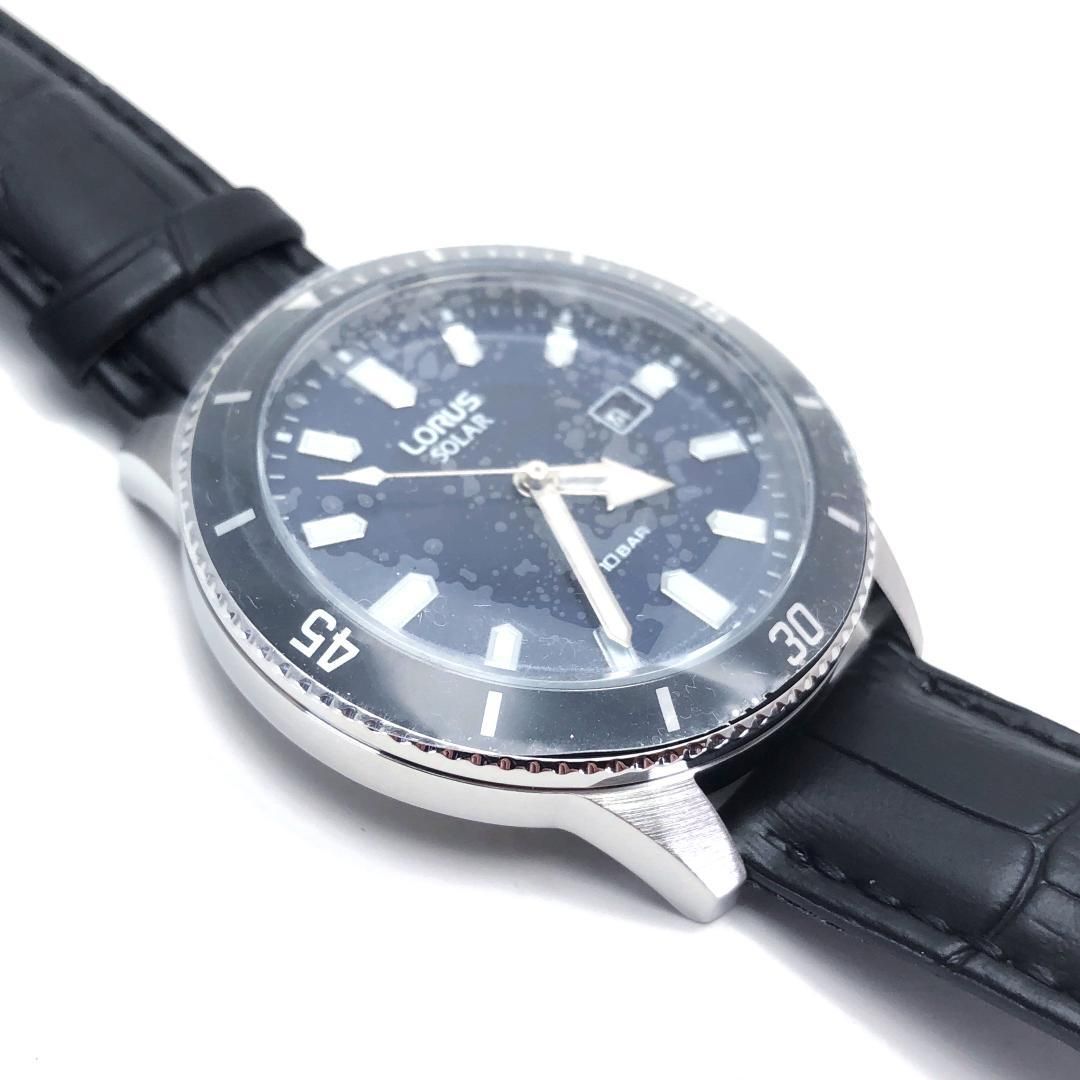 【未使用級・箱付き】LORUS ローラス／メンズ 腕時計 RX317AX9／ソーラークォーツ／ステンレス／ブラック・シルバー
