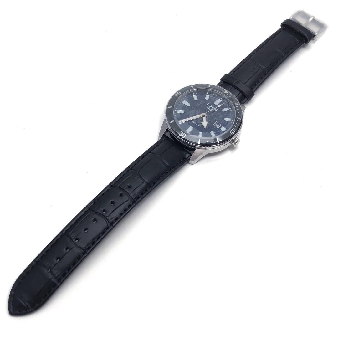 【未使用級・箱付き】LORUS ローラス／メンズ 腕時計 RX317AX9／ソーラークォーツ／ステンレス／ブラック・シルバー