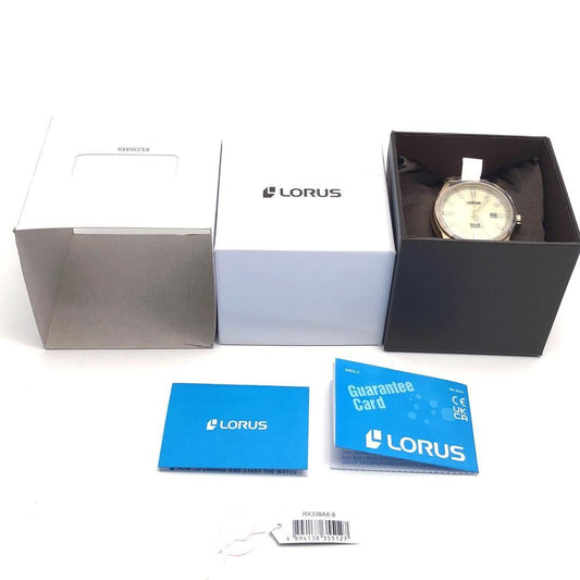 【未使用級・箱付き】LORUS ローラス／メンズ 腕時計 RX338AX9／ソーラークォーツ／ステンレス／ゴールド・クリーム