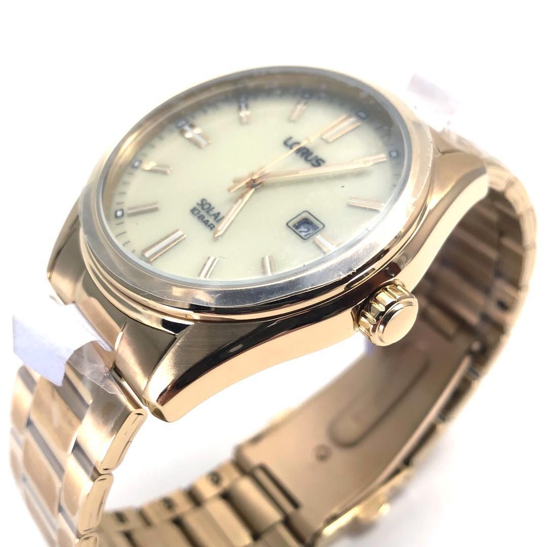 【未使用級・箱付き】LORUS ローラス／メンズ 腕時計 RX338AX9／ソーラークォーツ／ステンレス／ゴールド・クリーム
