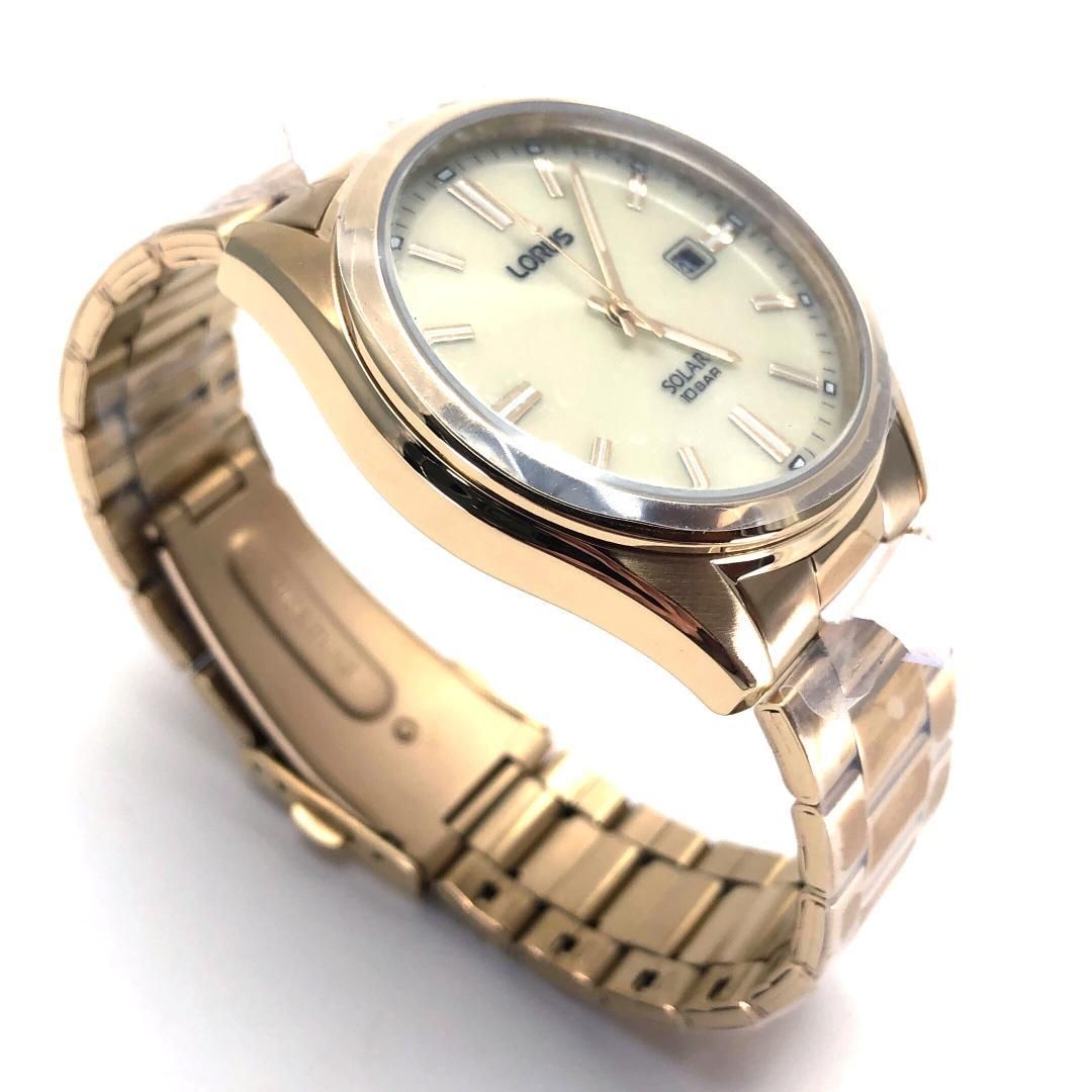 【未使用級・箱付き】LORUS ローラス／メンズ 腕時計 RX338AX9／ソーラークォーツ／ステンレス／ゴールド・クリーム