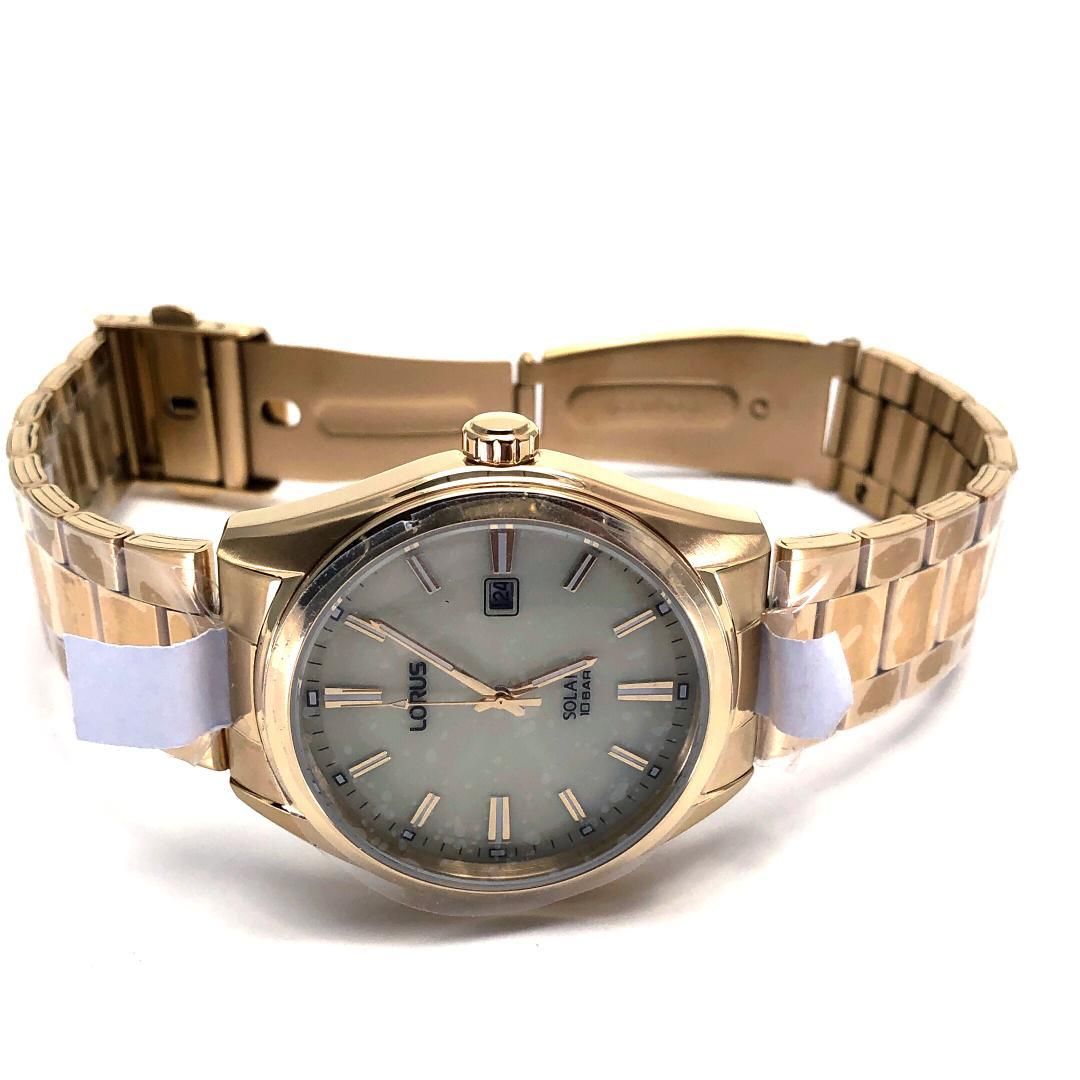 【未使用級・箱付き】LORUS ローラス／メンズ 腕時計 RX338AX9／ソーラークォーツ／ステンレス／ゴールド・クリーム