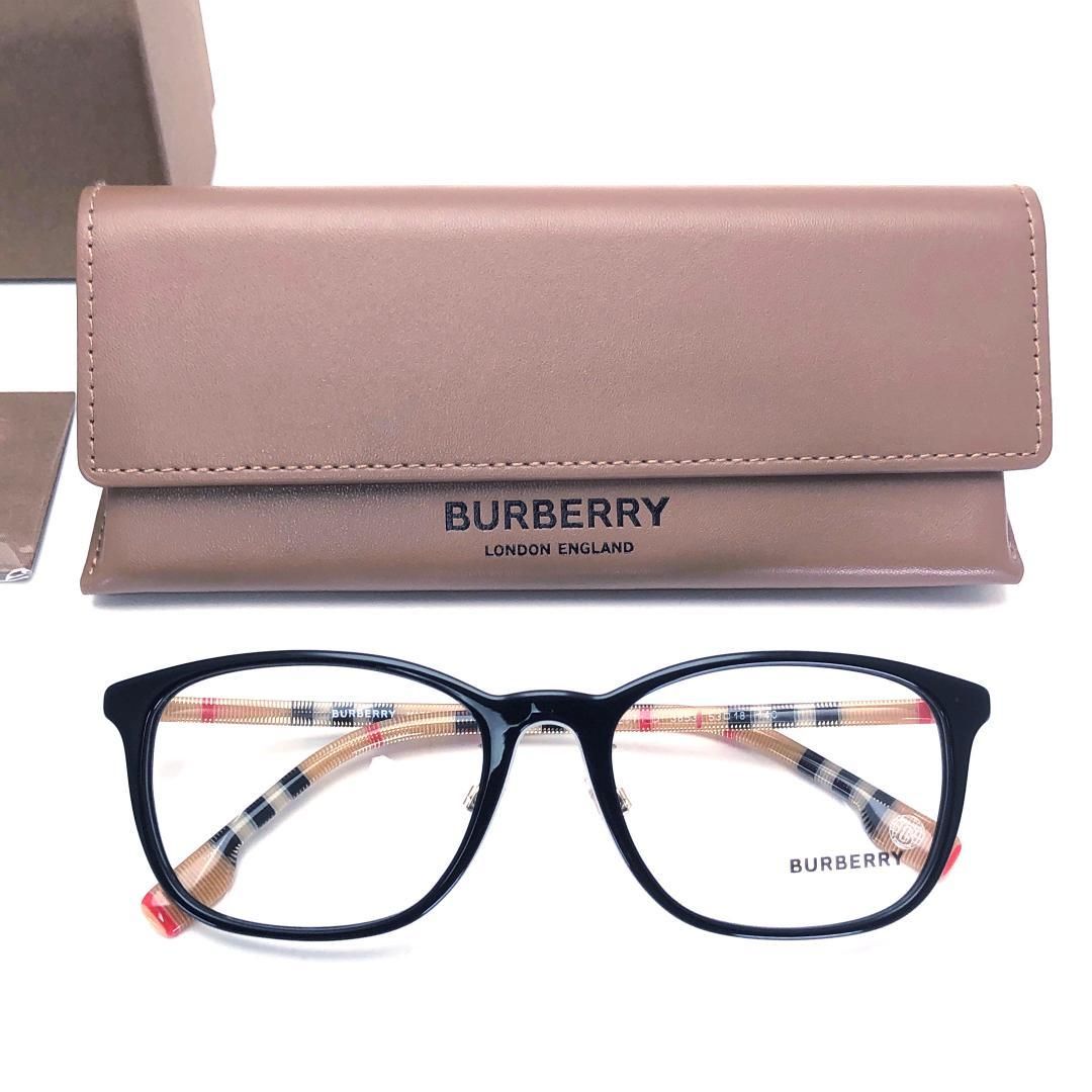 【美品・ケース付き】BURBERRY バーバリー／眼鏡 B 2371-D／53□18 140／ノバチェック／アセテート／ブラック・イエロー