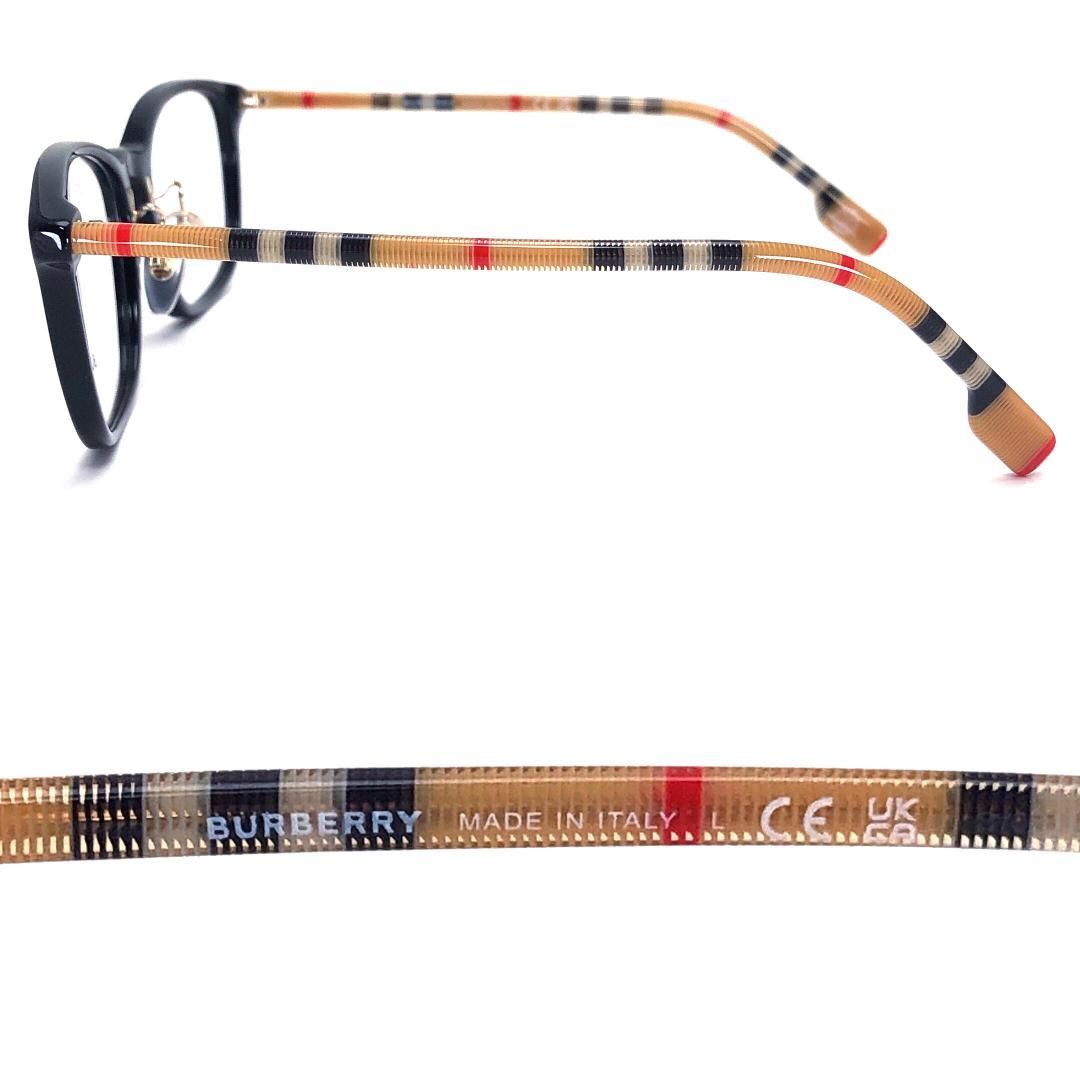 【美品・ケース付き】BURBERRY バーバリー／眼鏡 B 2371-D／53□18 140／ノバチェック／アセテート／ブラック・イエロー