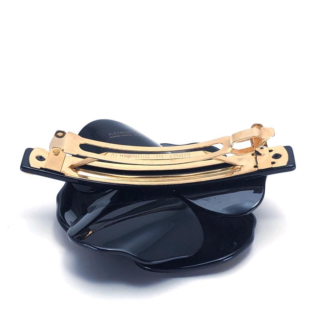 【美品】ALEXANDRE DE PARIS アレクサンドルドゥパリ／カメリア バレッタ ／ゼブラ柄／アセテート／ブラック・ゴールド