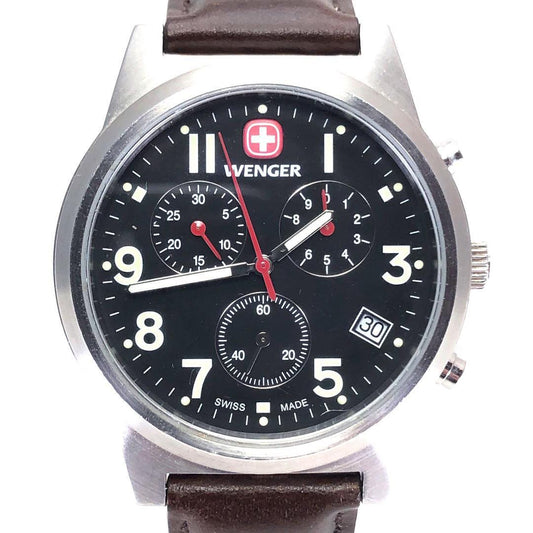 【美品・電池交換済】WENGER ウェンガー／フィールドクロノグラフ 7295X/XL／クォーツ／特徴／ステンレス／ブラック・シルバー・ブラウン