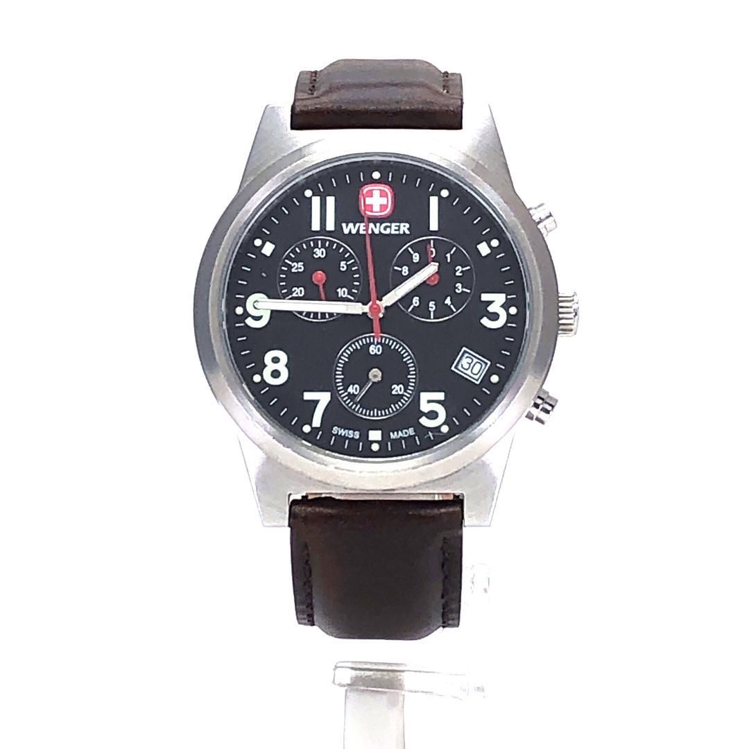 【美品・電池交換済】WENGER ウェンガー／フィールドクロノグラフ 7295X/XL／クォーツ／特徴／ステンレス／ブラック・シルバー・ブラウン