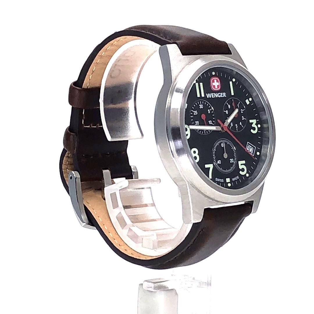 【美品・電池交換済】WENGER ウェンガー／フィールドクロノグラフ 7295X/XL／クォーツ／特徴／ステンレス／ブラック・シルバー・ブラウン