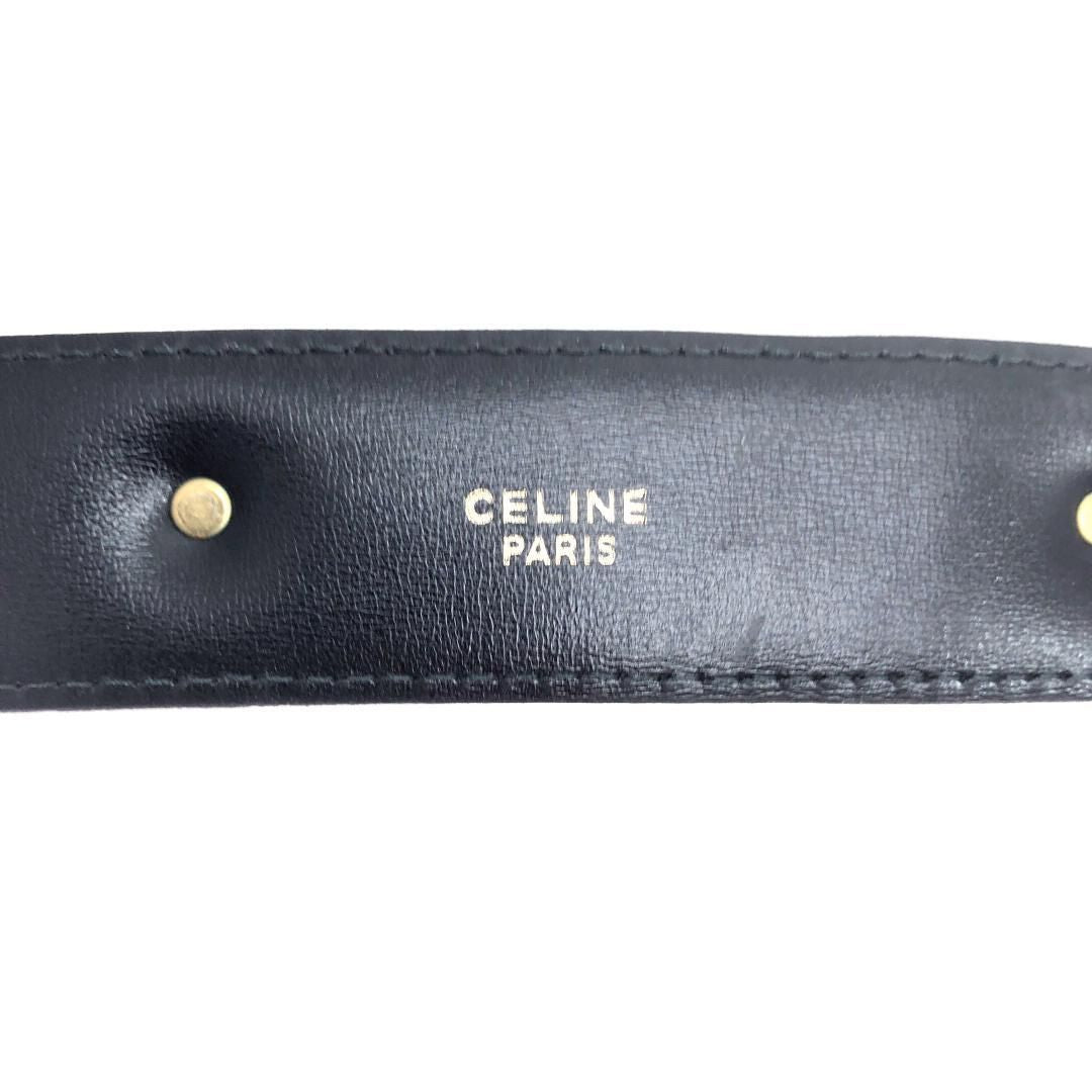 【ヴィンテージ・美品】CELINE セリーヌ／サークル GP バックル ベルト／レザー・GP／ブラック・ゴールド