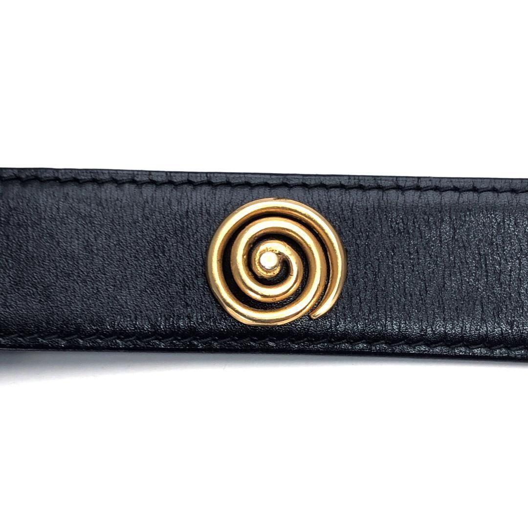 【ヴィンテージ・美品】CELINE セリーヌ／サークル GP バックル ベルト／レザー・GP／ブラック・ゴールド