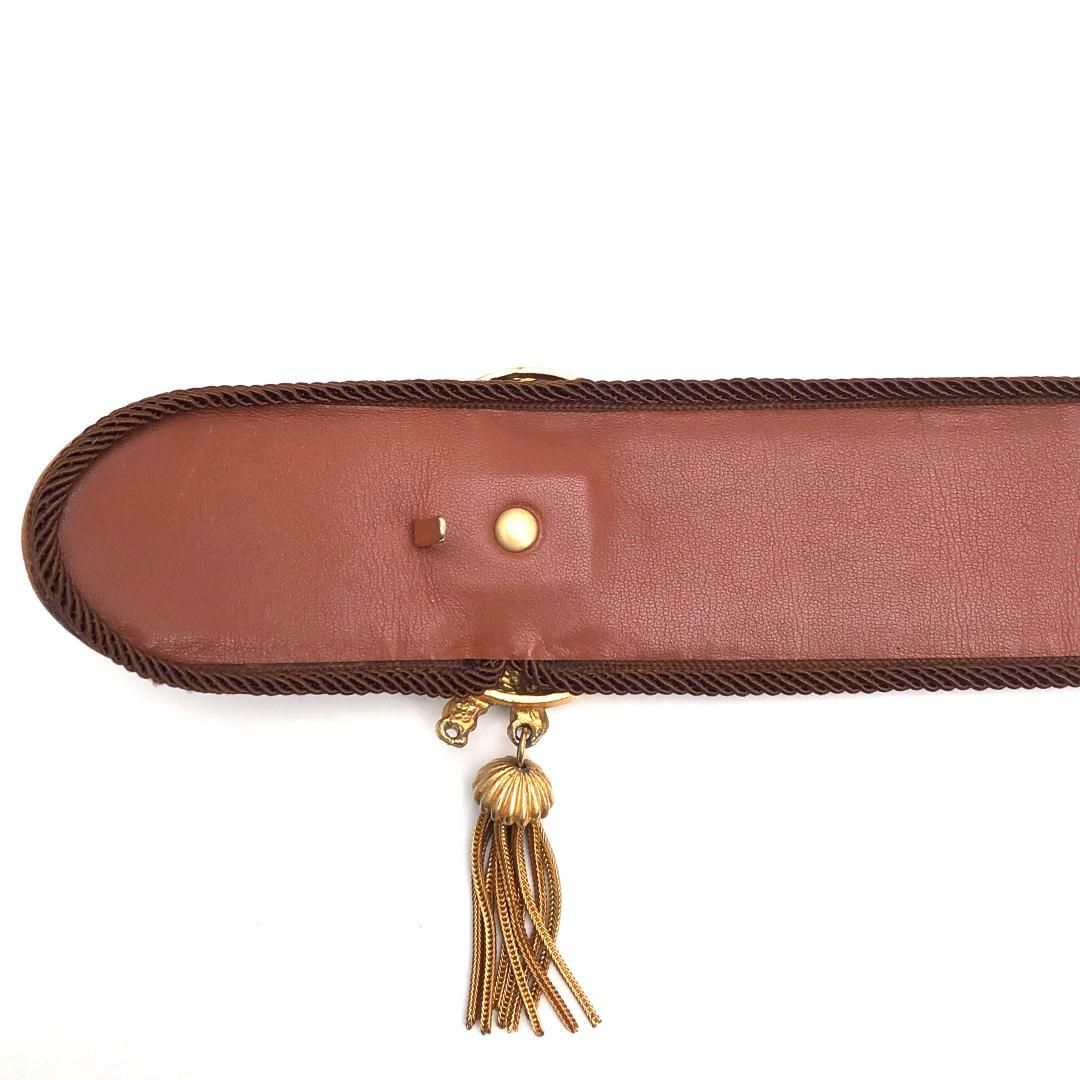 Christian Dior クリスチャンディオール／タッセル スエードレザー ワイドベルト／70／レザー・GP／ブラウン・ゴールド