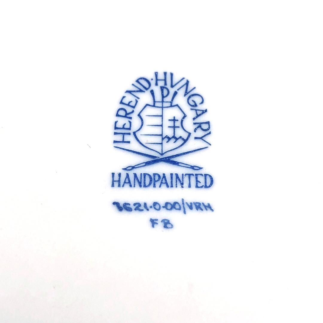 【美品】HEREND ヘレンド／ウィーンのバラ 変形ディッシュ ＆ オーバルプレート／陶器／花・フローラル／ホワイト・グリーン