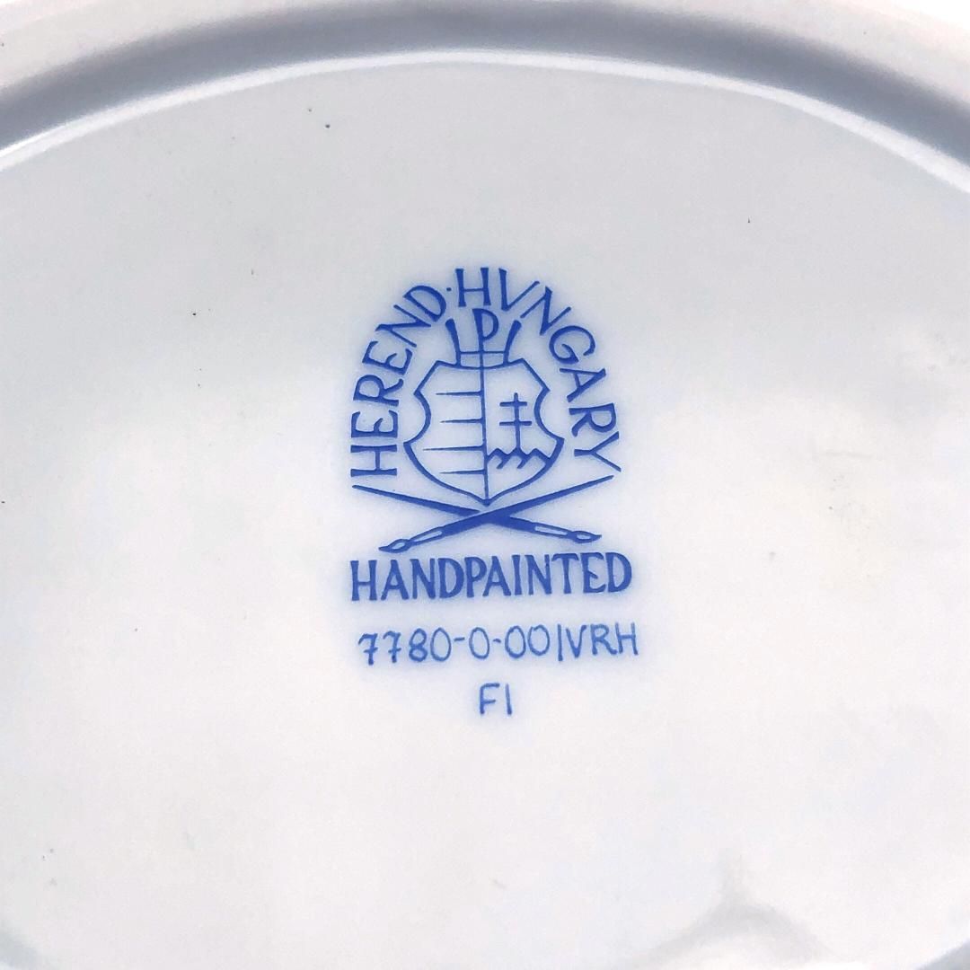 【美品】HEREND ヘレンド／ウィーンのバラ 変形ディッシュ ＆ オーバルプレート／陶器／花・フローラル／ホワイト・グリーン