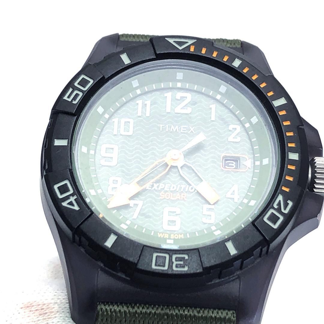 【美品】TIMEX タイメックス／EXPEDITION NORTH ミリタリー／ソーラークォーツ／メタル・キャンバス／ブラック・グリーン