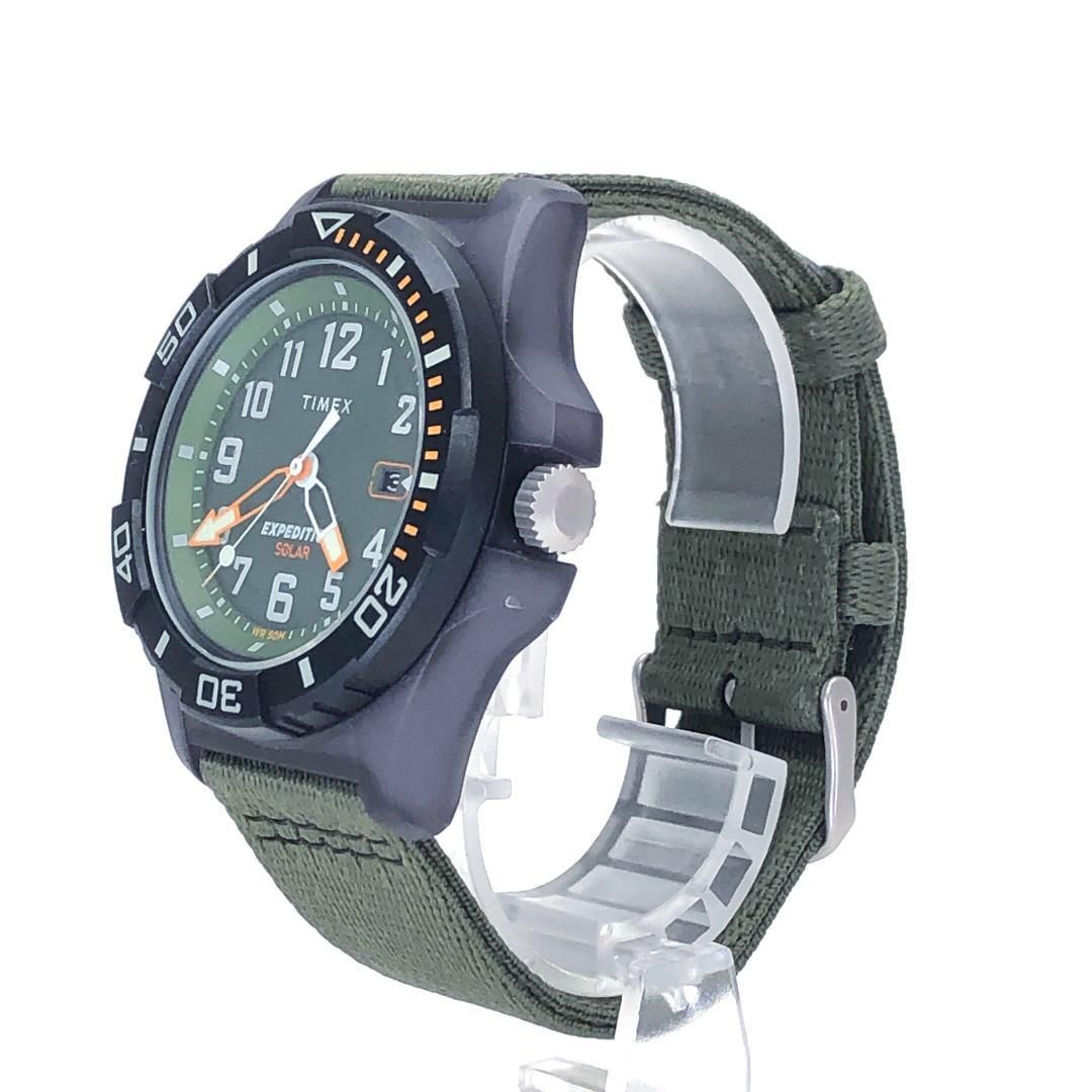 【美品】TIMEX タイメックス／EXPEDITION NORTH ミリタリー／ソーラークォーツ／メタル・キャンバス／ブラック・グリーン