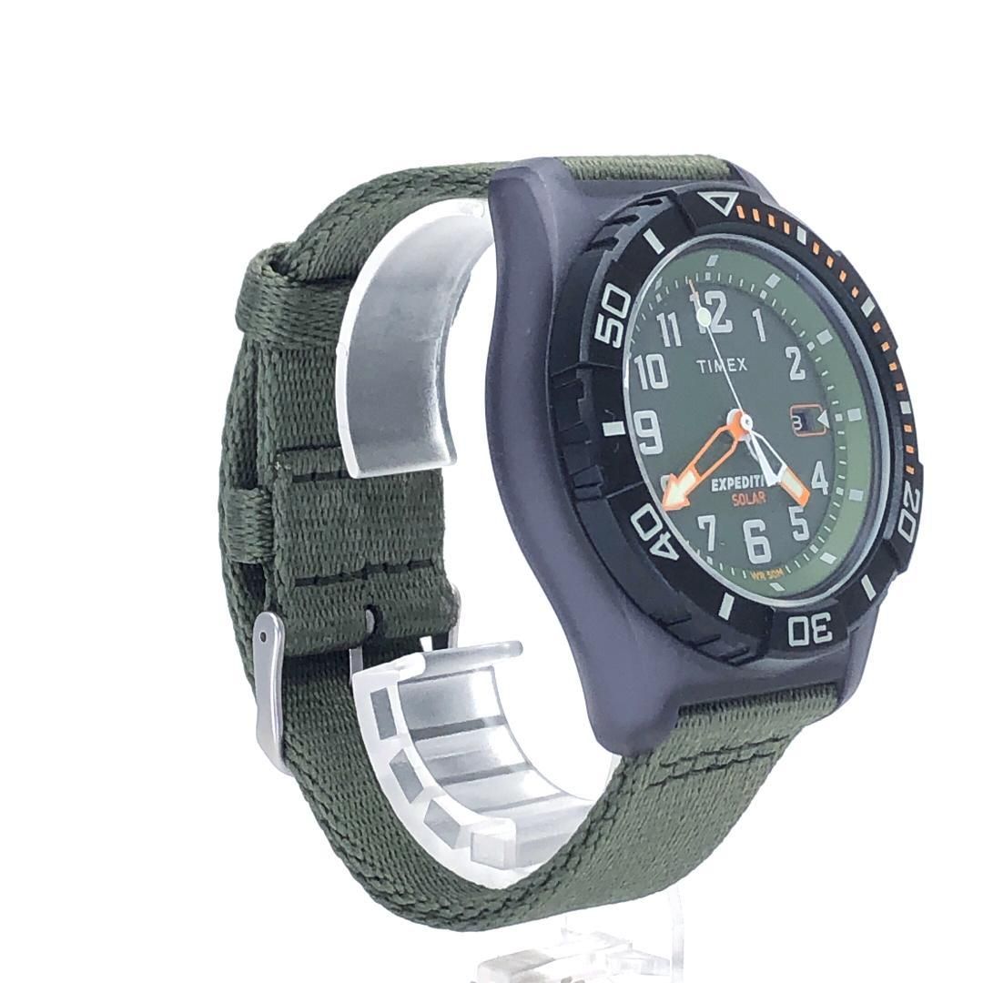 【美品】TIMEX タイメックス／EXPEDITION NORTH ミリタリー／ソーラークォーツ／メタル・キャンバス／ブラック・グリーン