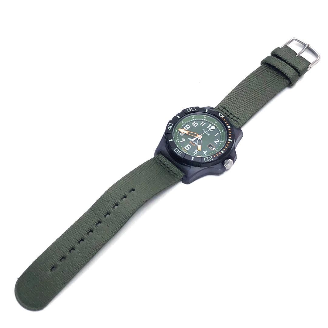 【美品】TIMEX タイメックス／EXPEDITION NORTH ミリタリー／ソーラークォーツ／メタル・キャンバス／ブラック・グリーン