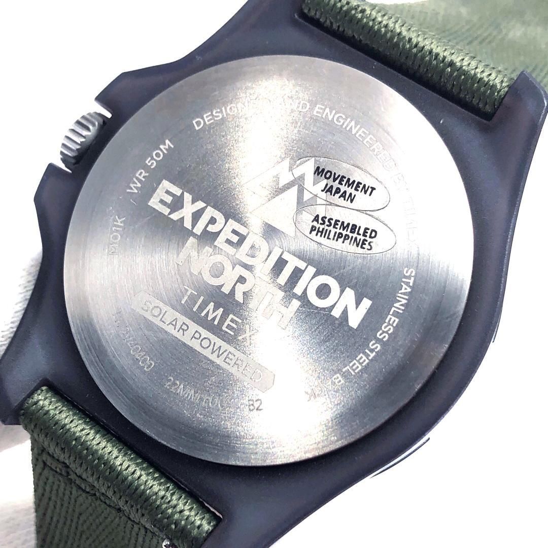 【美品】TIMEX タイメックス／EXPEDITION NORTH ミリタリー／ソーラークォーツ／メタル・キャンバス／ブラック・グリーン