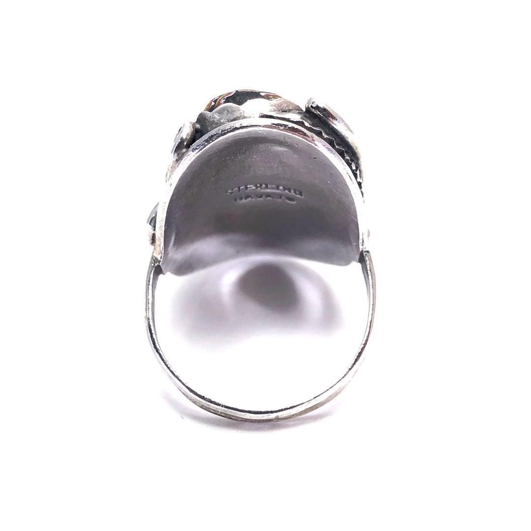 【美品】ナバホ族／ベネチアンガラス リング 指輪／SV925／18.5号／マルチカラー