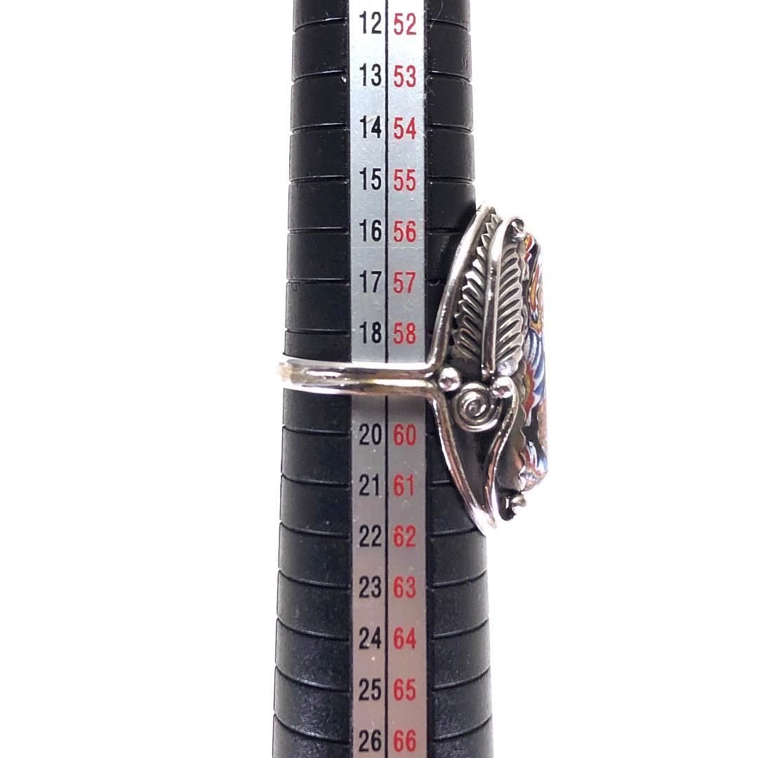 【美品】ナバホ族／ベネチアンガラス リング 指輪／SV925／18.5号／マルチカラー