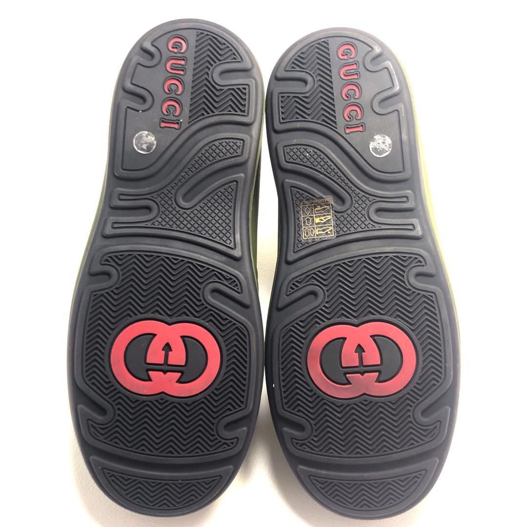 【美品】GUCCI グッチ／メンズ／ホースビット付き リアルムートン ボア アンクルブーツ／ダブルG／7 26cm／ラバー／グリーン