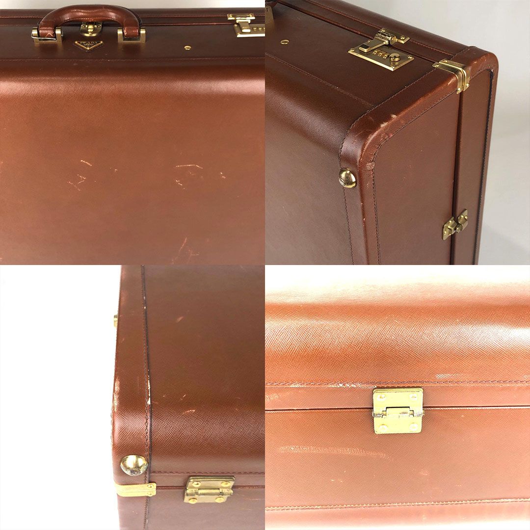 【ヴィンテージ・大型】PRADA プラダ／トランク ラゲッジ キャリー ケース／レザー／ブラウン