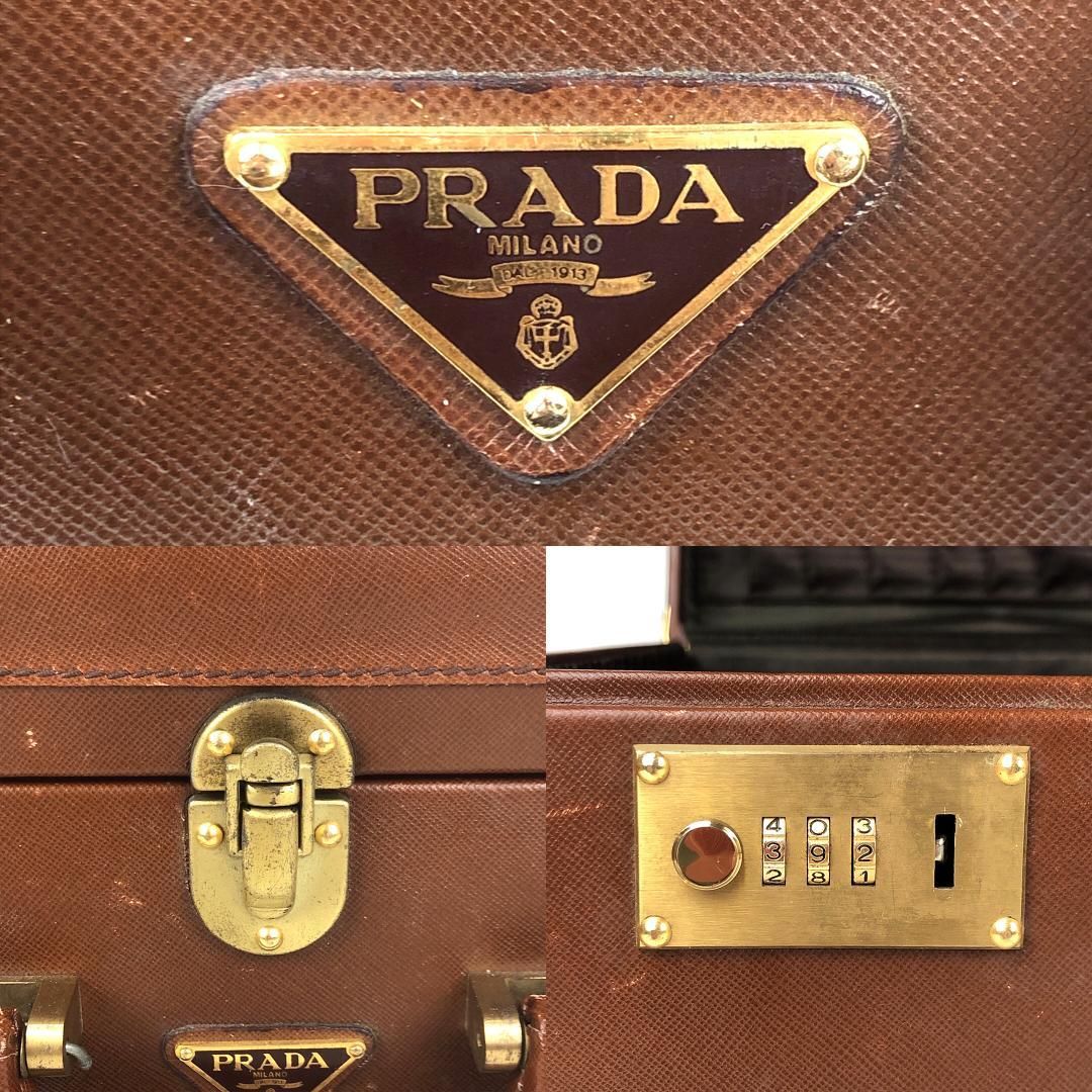 【ヴィンテージ・大型】PRADA プラダ／トランク ラゲッジ キャリー ケース／レザー／ブラウン