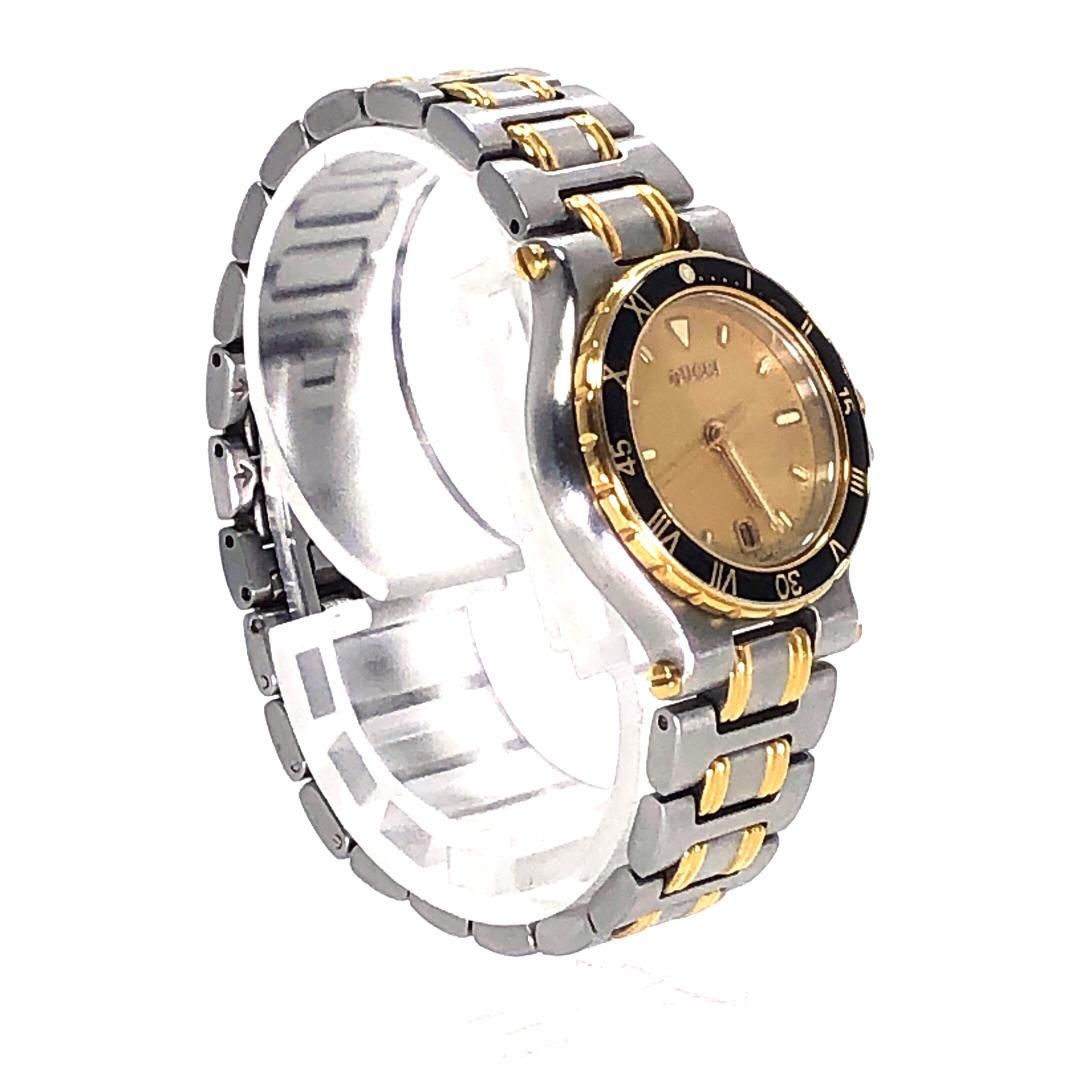 【美品・電池交換済み】GUCCI グッチ／レディース 腕時計 9700L デイト／クォーツ／ステンレス・GP／シルバー・ゴールド