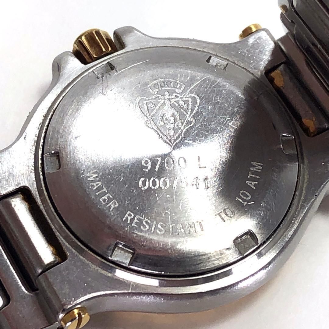 【美品・電池交換済み】GUCCI グッチ／レディース 腕時計 9700L デイト／クォーツ／ステンレス・GP／シルバー・ゴールド