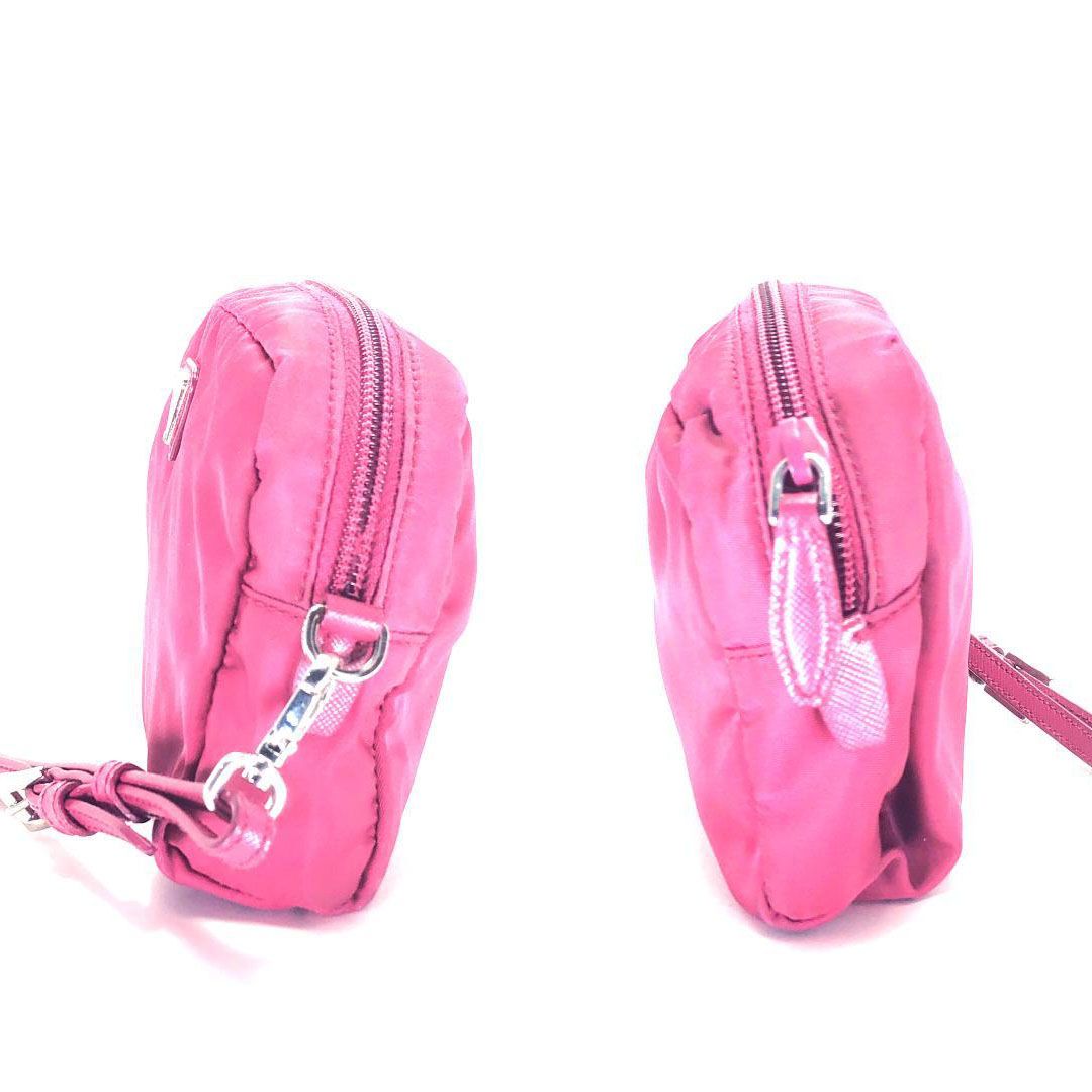 【売り切り・ギャランティーカード付き】PRADA プラダ／ストラップ ポーチ 1NE021／ナイロン／ピンク
