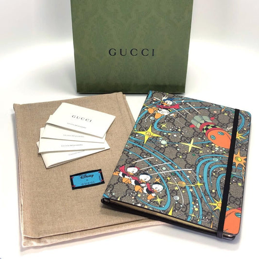 【未使用・箱・保管袋付】GUCCI グッチ／キャンバス ノート GGスプリーム 661731／ディズニー ドナルドダック／紙／ブラウン