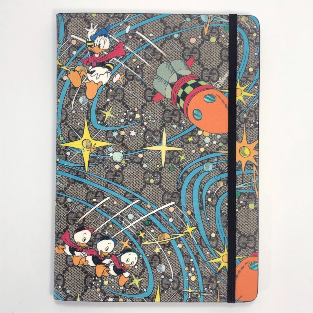 【未使用・箱・保管袋付】GUCCI グッチ／キャンバス ノート GGスプリーム 661731／ディズニー ドナルドダック／紙／ブラウン