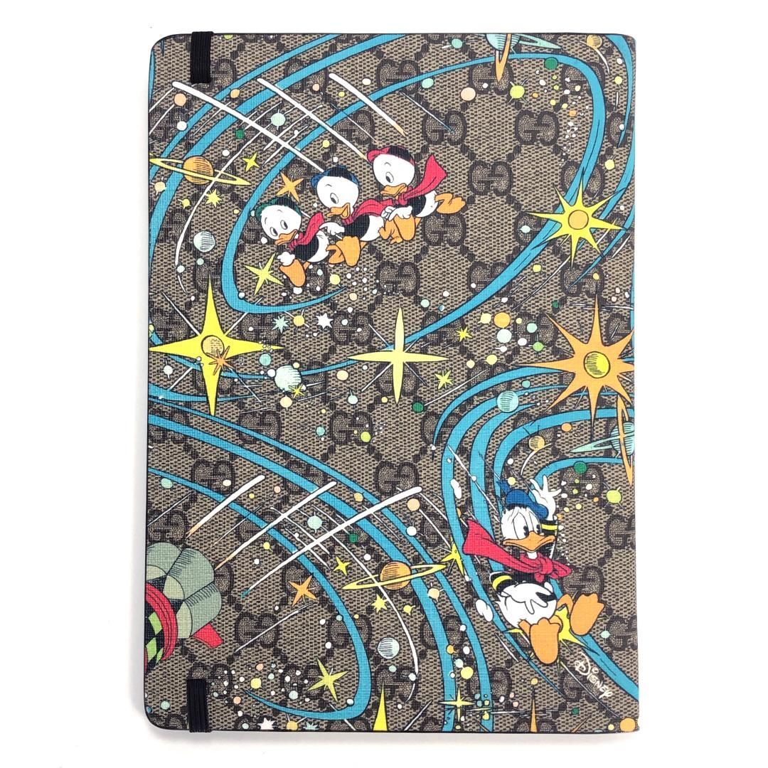 【未使用・箱・保管袋付】GUCCI グッチ／キャンバス ノート GGスプリーム 661731／ディズニー ドナルドダック／紙／ブラウン