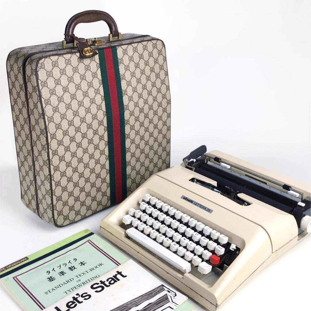 【希少】GUCCI グッチ／Olivetti オリベッティ／タイプライター専用ケース ＆ タイプライター LETTERA 35 セット／ブラウン・クリーム